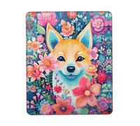 UKCZZLMSQ Tappetino per mouse con stampa di volpe circondata da fiori, comodo tappetino per mouse con base in gomma antiscivolo, per ufficio, casa e computer portatile, 20,1 x 24,1 cm