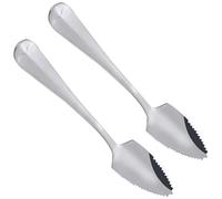 UKD Cucchiai da frutta in acciaio inossidabile con bordo seghettato a manico lungo pompelmo e cucchiaio da dessert - 2 pezzi