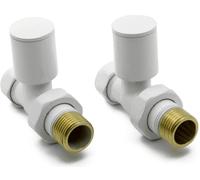 UKDD® - Radiatori a valvola per scaldasalviette adatti per l'installazione del sistema di riscaldamento centralizzato minimalista (portasciugamani con valvole bianche dritte (coppia)