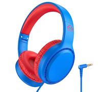UKELALA Cuffie cablate per ragazzi portatili on-ear per ragazzi, per scuola, aereo, viaggi, leggere, compatibili con pad computer portatile, per adulti, bambini, ragazze, bambini, blu, rosso