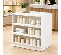 UKETO Bancone Cassa Modulare Bianco, Banco Reception con Ripiani, Spazio Contenitore e Passacavi per Negozio, Salone, Bar(B-60cm/23.6" U)