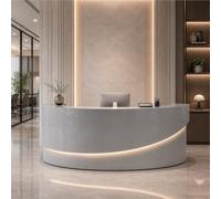 UKETO Bancone Reception Curvo con LED Banco Reception Lucido per Salone Ufficio Hotel Spa Reception Moderna con Contenitore(Gray,240cm/94.5")