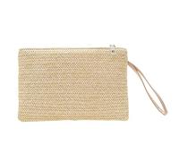 UKETO Pochette Giorno Tessuto Paglia da Donne, Da Polso Piccole alla Moda, Boemia Beach Estate, Beige