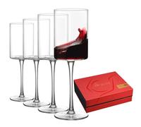 UKETO Set Di 4 Calici Vino Rosso & Bianco Particolari - Bicchieri Vino 402ml Senza Piombo Soffiati a Mano Ideale per Cabernet Pinot Noir Borgogna Bordeaux per Compleanni Matrimoni Anniversari E Feste