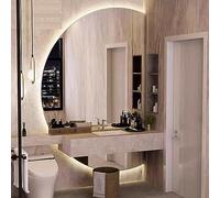 UkewEi Specchio Vanity Bagno Con Luce LED, Semicerchio, Anti Nebbia, Da Parete Illuminato Elegante, 120CM a Figura Intera, Touch Control, Dimmerabile (Color: Right Cut, S