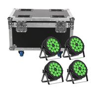Ukfog Confezione da 4 fari a LED da 200W 18 LED, con 1 custodia per flight, 8CH RGBW+DMX512, modalità attiva, luce da palcoscenico, luce da discoteca, per matrimoni, feste, chiese/club