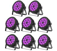UKfog DMX512 - Luce da discoteca, 200 W, 18 LED Par UV+RGB, luce da discoteca, 8 CH, modalità strobo/suono/attiva, illuminazione DJ effetto luce per spettacolo, bar, feste, festival musicali(8 PCS)