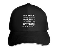 UKHQFED Berretto da Baseball I Am Black Tutti i Mesi, ma Questo Mese I'm Blackity Black Cappello Maschile di Lusso Nero Cappello Personalizzato Donna di Lusso Regali Sportivi da Uomo