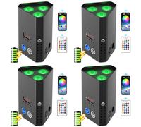 U'King 4PCS 3x20W LED Par Light RGBWA + UV 6IN1 Batteria incorporata Luce da palco Wireless DMX APP Controllo per la festa nuziale Illumina