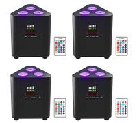 U'King 4PCS 4in1 RGBW LED Batteria Par Luce 3x4W Triangolo Wash Lampada da parete DMX512 Luce ad effetto wireless per concerti Disco Party