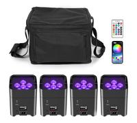 U'King 4PCS 6x18W 6IN1 RGBAW + UV Par Light con borsa DMX Telecomando WiFi Par Light Wireless LED Stage Light per DJ Bar Party