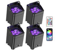U'King 4PCS 6x18W 6IN1 RGBAW + UV Par Light Telecomando senza fili LED Luce a batteria per discoteca DJ Bar Party Concert Stage Light