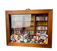 Ukisisi Anxiety Bookshelf Shake Away Your Anxiety, Shake Away Your Anxiety Bookshelf,Miniature Book Display Case Cabinet, Handmade Wooden Bookshelf,Gifts for Book Lovers And Anxious People-A