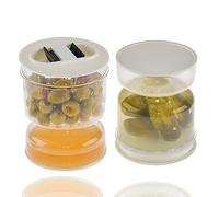 Ukisisi Glass Pickle Jar with Strainer Flip, Leakproof Wide Mouth Food Storage Container for Pickle Olives, Pickle Jar with Strainer Upside Down-2pcs