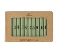 ukiyo 24 candele sottili bianche con numeri da 1 a 24 altezza: 10 diametro: 1,3 cm, diversi colori, corona dell'Avvento, Natale, variante: verde polveroso con numeri neri