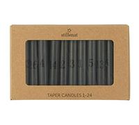 ukiyo 24 candele sottili bianche con numeri da 1 a 24 altezza: 10, diametro: 1,3 cm, diversi colori, corona dell'Avvento, Natale, variante: grigio scuro con numeri neri