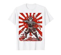 Ukiyo-e Anime Style Samurai Warrior Japanese Flag Ninja Maglietta