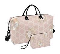 Ukiyo-e - Borsa a tracolla grande con fiori di ciliegio, stile giapponese, stile vintage, per weekender, sport, allenamento, con borsa da toilette per viaggi di lavoro, set da 2 pezzi