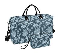 Ukiyo-e, borsa da viaggio grande con motivo pesce rosso blu, borsa da viaggio a tracolla per fine settimana, borsone da palestra con tracolla regolabile per viaggi di lavoro multifunzionale