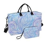 Ukiyo-e - Borsa da viaggio per il fine settimana, con tracolla regolabile, per palestra, grande capacità, colore: blu, ukiyo-e giapponese onda blu, 1 size