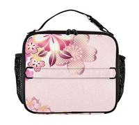Ukiyo-e - Borsa portapranzo giapponese in stile vintage giapponese, motivo fiori di ciliegio, impermeabile, da uomo, con tracolla regolabile, contenitori per picnic, escursionismo, campeggio