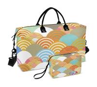 Ukiyo-e - Borse da viaggio in stile retrò con borsa da toeletta, set di 2 pezzi