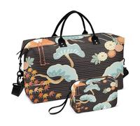 Ukiyo-e - Borsone da palestra con tracolla regolabile, multifunzione, colore: bianco