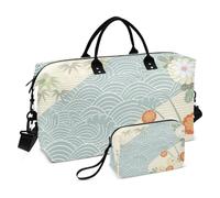 Ukiyo-e borsone da viaggio colorato giapponese retrò onda borsone weekender viaggio pernottamento borsa da palestra con borsa da toilette per trekking impermeabile
