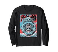 Ukiyo E Cyberpunk Mecha Face Mount Fuji Maglia a Manica