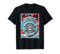 Ukiyo E Cyberpunk Mecha Face Mount Fuji Maglietta