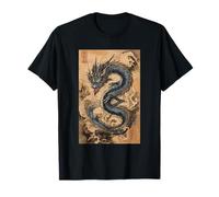 Ukiyo-e Dragon giapponese Great Wave tradizionale Woodblock Art Maglietta