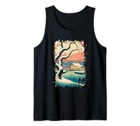 Ukiyo E Inverno Zen Snowfall at The Zen Pavilion Paesaggio Canotta