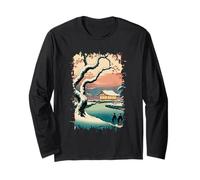 Ukiyo E Inverno Zen Snowfall at The Zen Pavilion Paesaggio Maglia a Manica