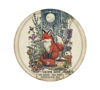 Ukiyo-e Kitsune Fox Witch Herb Edo Period Metal Tin Sign Placca