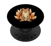 Ukiyo-e Kitsune Gamer Giapponese Gioco Retrò Anime Vintage PopSockets PopGrip Adesivo