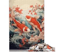 Ukiyo E Koi Fish Puzzle Impossibili 1000 Pezzi Decorazione Per La Casa. Rilassamento E Intelligence Per Adulti E Ragazzi Da 14 Anni 1000pcs (75x50cm)
