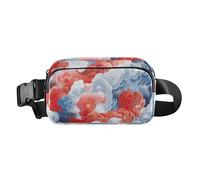 Ukiyo-e - Marsupio alla moda per uomo e donna, mini marsupio con tracolla regolabile, per viaggi, corsa, escursionismo, colore: rosso e bianco, ukiyo-e nuvola di buon auspicio rosso e bianco, 1 size