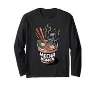 Ukiyo-E Ramen Japanese Retro 90s Mecha Warrior Meka Roboto Maglia a Manica