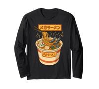 Ukiyo-E Ramen Japanese Retro 90s Mecha Warrior Meka Roboto Maglia a Manica