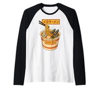 Ukiyo-E Ramen Japanese Retro 90s Mecha Warrior Meka Roboto Maglia con Maniche Raglan