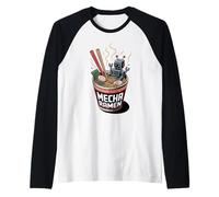 Ukiyo-E Ramen Japanese Retro 90s Mecha Warrior Meka Roboto Maglia con Maniche Raglan