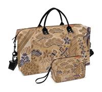 Ukiyo-e retrò fiore giapponese borsa da viaggio con tracolla regolabile per yoga multifunzionale