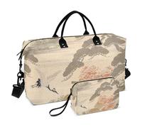 Ukiyo-e retrò fiore giapponese colorato borsa da viaggio per il weekend borsa sportiva da palestra con borsa da toeletta per yoga multifunzionale