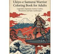 Ukiyo-e Samurai Warrior Coloring Book for Adults: Legendary Japanese Armor, Castles, Mountains and Epic Samurai Landscapes