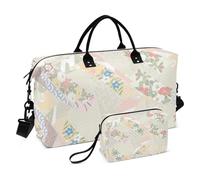 Ukiyo-e - Set di 2 pezzi di borsa da viaggio grande fiore giapponese con borsa da toilette per palestra