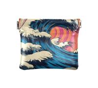 Ukiyo-e Stile Onde Moda Delle Donne di Cuoio Portamonete Comodo Cambiamento Titolare Della Carta Organizzatore per Le Donne para Mujer Pequeno