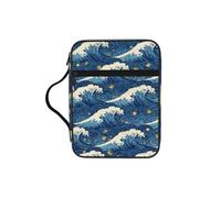 Ukiyo-E Style Bibbia Study Tote Bag con manici, organizer impermeabile per viaggi in chiesa, portapenne, tablet, diario