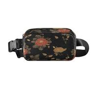 Ukiyo-e-style Giapponese Oro Rosa e Nero Alla Moda Marsupio Borsa a Tracolla per Donne Uomini Mini con Cinghia Regolabile per Viaggi Shopping Running bolsas de cintura para mujer