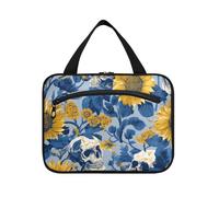Ukiyo-e-Style Japanese Sunflower Navy Skull Hanging Borsa da viaggio con gancio per appendere con gancio, borse da trucco pieghevoli di design per accessori da viaggio per donne viaggio bolsas para