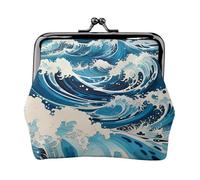 Ukiyo-e Style Onde Portamonete. Portamonete da donna, piccolo porta carte di credito in pelle PU